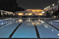 The swimming pool at the Grand Holiday Villa we are staying at night