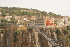 The view of the bridge from the restaurant and the city across the gorge. 