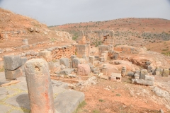 This prosperous town, established on a plateau, had a monumental gate, baths, industrial facilities, tanneries, a sanctuary to Mithras, the Iranian god of sun,  dating back to the 4th century BC, and also a Christian chapel.