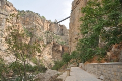 We are parked for a few minutes to look up at the underneath side of the  Millah Slimane Bridge that we walked across yesterday during our tour of Constantine.  