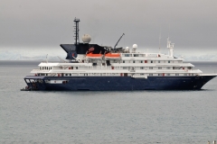 In this photo you can see where zodiacs load and unload passengers at the aft, rear, part of the ship.