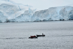 Zodiacs passing.. one returning for a load and the returning to the ship