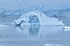 Beautiful iceberg formations floating on the water.