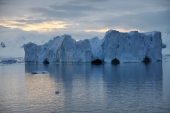 A ghost floating iceberg. It appears to be a building floating endlessly on the water.