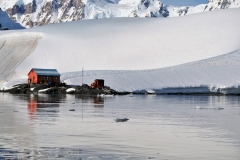 This photo was taken in January, the middle of the Antarctic summer. Look at all the snow and ice surround Base Camp Brown.
