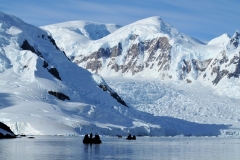 Zodiacs touring the huge harbor and ice formations.