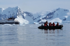 Zodiac in foreground. Our ship to the left. Holland America to the right. A really unique photo.