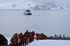 Just a few tourists, about 90 from the ship, dropping in to say hello.