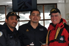 I introduced my self to the in Charge Officer to the left and his submarin navy person in the middle. I was the only Spanish speaking person in our group of visitors. I had a great time translating for the military personnel and our group.