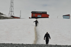 Main path from the beach and ocean area to the Base Camp. This visit was in the month of February which would be August for us in the Northern hemisphere. Notice the snow still. Can you imagine winter there?