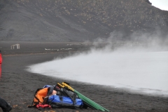 This is steam rising from the water. It was close to 29 degrees the water. The air at this time close to 8 above.