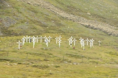 The American community buried their dead at Hotellneset. In 1918, eleven people were killed by the Spanish flu and a graveyard was established in Longyear City.  The burial ground remained in use until 1950, with 44 people buried.  However, it was discovered that the bodies were failing to decompose because of the permafrost, and that they could be preserving various microorganisms. Bodies have since been sent to the mainland for burial.