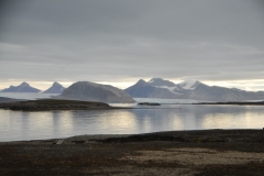 The arctic summer overcast and cool.  Reflections on the arctic ocean.