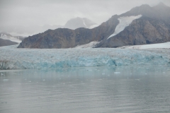 Viewing glacier Fjortende Julibukta from a distance.