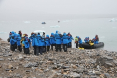 Landing on Lilliehookbreen to do explorations of groups from the ship.