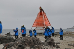 The lookout tower is manned by one of the expedition leaders looking for any wild animals that may arrive hungry looking for food... "Tourists"s