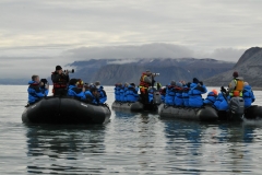 Other fellow travelers in zodiacs pull up to where we are as we were fortunate to be the first zodiac to arrive and take photos of the two polar bears.