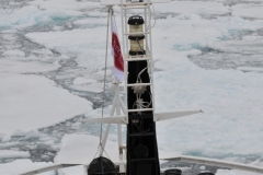 View of the frozen sea looking over the bow of the Ice Breaker ship we are on.