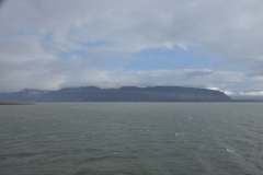 Midterhuken from a distance as we sail away towards Longyearbyen