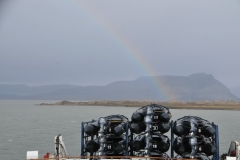 Zodiacs secured aft on the ship after numerous outings in them.