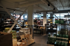 What a great variety of wines and liquor, from around the world, available for purchase within the supermarket.