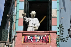 Monument in the doorway for the current Pope in the Vatican is from Argentina. Born in Buenos Aires, Argentina, on December 17, 1936, Jorge Mario Bergoglio became Pope Francis on March 13, 2013, when he was named the 266th pope of the Roman Catholic Church. Bergoglio, the first pope from the Americas, took his papal title after St. Francis of Assisi of Italy.