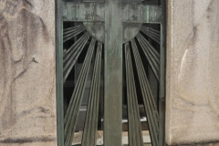 Ornate metal and glass doors to the vaults