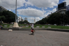 The avenue has up to seven lanes in each direction and is flanked on either side by parallel streets of two lanes each. Through the centre of the avenue runs one of the city's Metrobus (Buenos Aires) (Bus rapid transit) corridors, which stretches 3 kilometres (1.9 mi) and was inaugurated in July 2013.[1] There are two wide medians between the side streets and the main road.