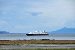 The National Geographic ship that ran into mechanical problems waiting to be taken away for repairs. It was sidelined at the beginning of the Antarctic season in December. This photo was taken Mid January 2017.