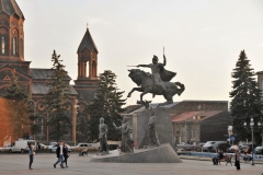 Welcome to Armenia.  We cross the border today from Georgia to  Bavra, Armenia  and traveled to Gyumri, Armenia. The equestrian statue of Vartan Mamikonian is erected at the centre of the memoria