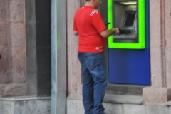 Just like Russia the ATM's in old Soviet Bloc countries are never pedestrian friendly. They take an old window and put steps underneath to accommodate bank customers.