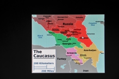 The Caucuses are made of the countries Azerbaijan, Georgia and Armenia.  The surrounding countries to the south is Iran; to the east is the Caspian Sea; to the north is Russia and to the west is the Black Sea and Turkey.