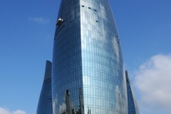 The Flame Towers symbolize the long history of fire worshipers that considered Azerbaijan as a birthplace for prophet Zoroaster.