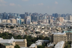 The older part of Azerbaijan in the center of the photo surrounded by newer buildings