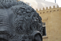Sculpted in 1990 by Rahib Hasanov, the approximately 10-foot-tall bronze bust stands in a small garden area of the Icheri Sheher (Inner City) section of Baku, Azerbaijan. Embedded in the hair of this unique sculpture are allegorical figures.