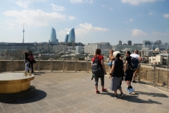 From the top of the Maiden Tower. The Maiden Tower  is a 12th-century monument in the Old City, Baku, Azerbaijan. Along with the Shirvanshahs' Palace, dated to the 15th century, it forms a group of historic monuments.