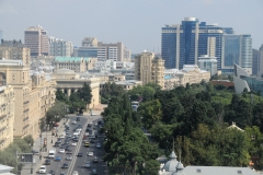 View from on top of the Maiden  Tower of the surrounding city of Baku