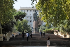 The Monument to Nizami Ganjavi, a medieval Persian poet, is located in Baku in Nizami Square,