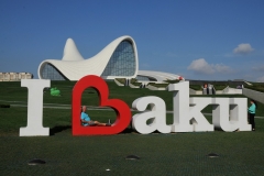 Your truly sitting inside the infamous heart shaped B for Baku.