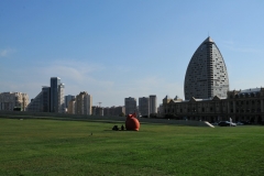 Close by more uniquely designed modern buildings found in the old Soviet Bloc areas.