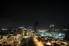 I went next door to another hotel which was much taller and to the roof top bar to take night time photos of the city of Baku.