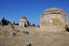 The  Yedi  Gumbrez, seven tombs, yet only three of these desecrated octagonal royal tombs remain reasonably complete. They are the 18th - 19th century mausoleums of the Kans of Shemakha.