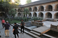 Four entries led to the yard from all four corners of the buildings. There are 242 rooms in the lower caravanserai. Earlier there were merchant stores and storage rooms in the coaching inn, but the first floor was intended for guests whom the rooms were leased. Each room had a manhole which was connected to the ground floor with a stepladder and it was very comfortable for merchants who wanted control the safety of their products at any time.