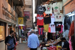 Narrow city blocks are markets for everyday goods
