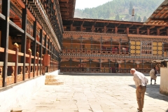 Inner courtyard. - notice the intricate wood work of the walls of the Monastery