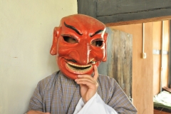 Tashi showing us a locally hand made mask