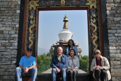 Traveling companions at the front entrance to the National Memorial (Stupa) Chorten.