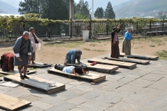 Part of the ritual of prayer is laying down with hands in the air