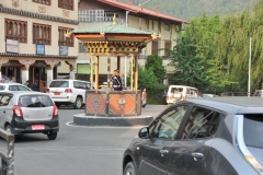 The only traffic circle in the country and a policeman directing traffic in the country. Remember there are no traffic lights in the entire country of Bhutan.