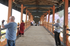 Walking on the suspension bridge